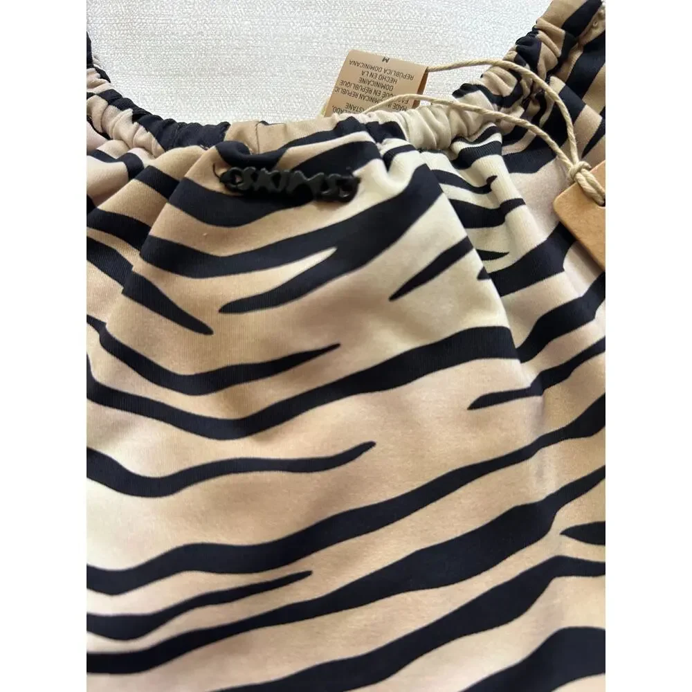 Skims NWT Signature String Bikini Bottom Champagne Tiger Print Medium